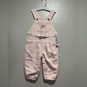 OshKosh B'gosh Light Pink Striped Overalls. NWT!